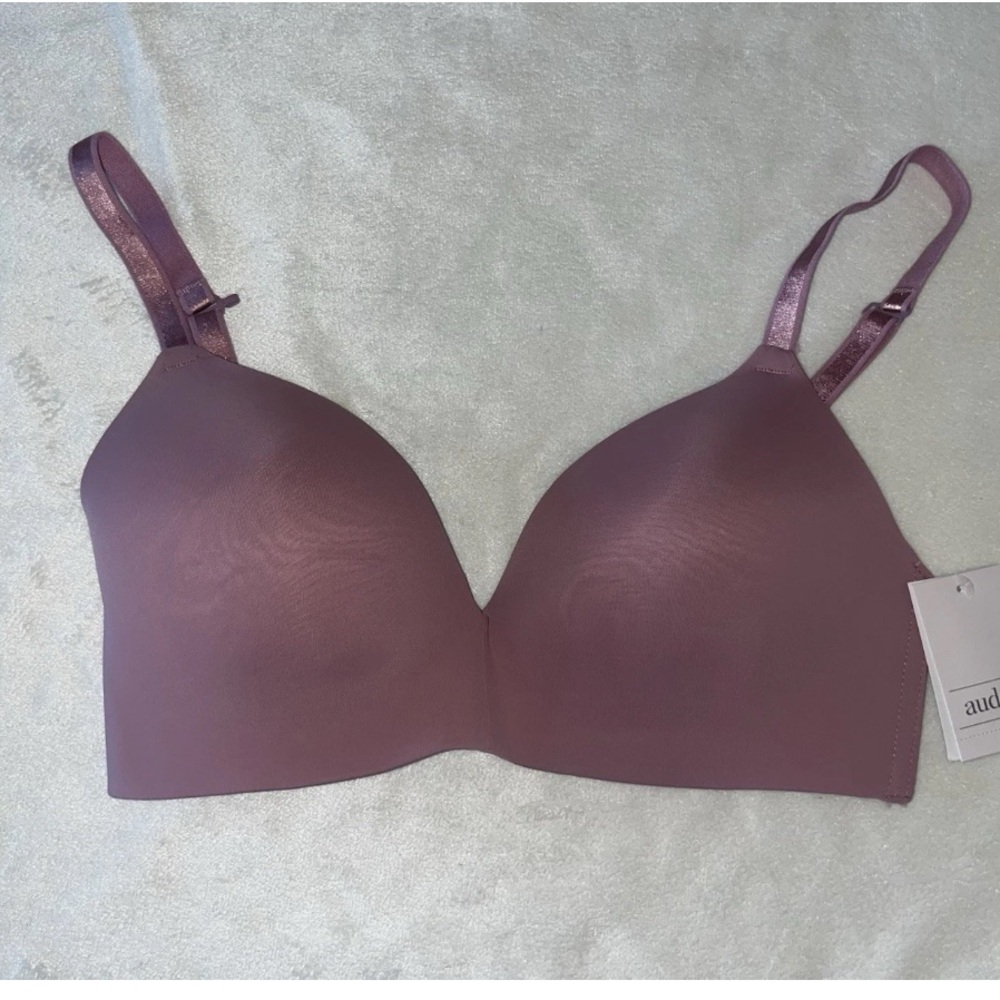 Auden Womens Wireless Bra 32D Mauve Lightly Lined Smooth Adjustable Comfort